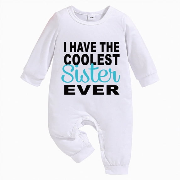Newborn Baby Boy And Girl Cute Cartoon Letter Print Long Sleeve Long Pants Jumpsuit Suitable For Going Out