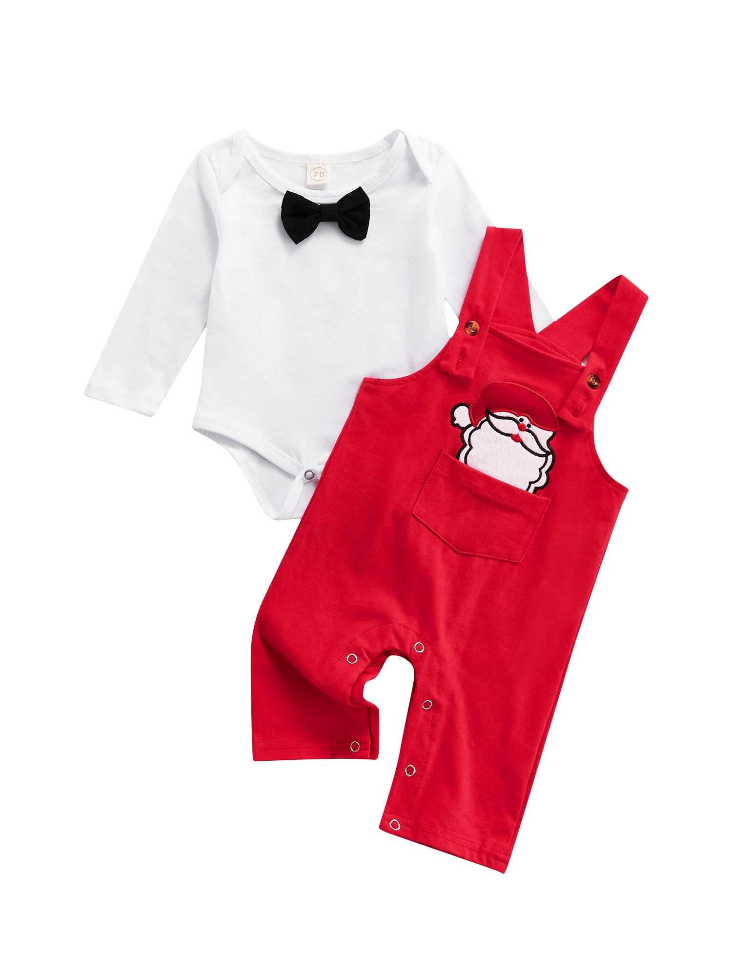 Newborn Baby Boy Christmas Clothes Set Infant Long Sleeve Bowtie Onesie