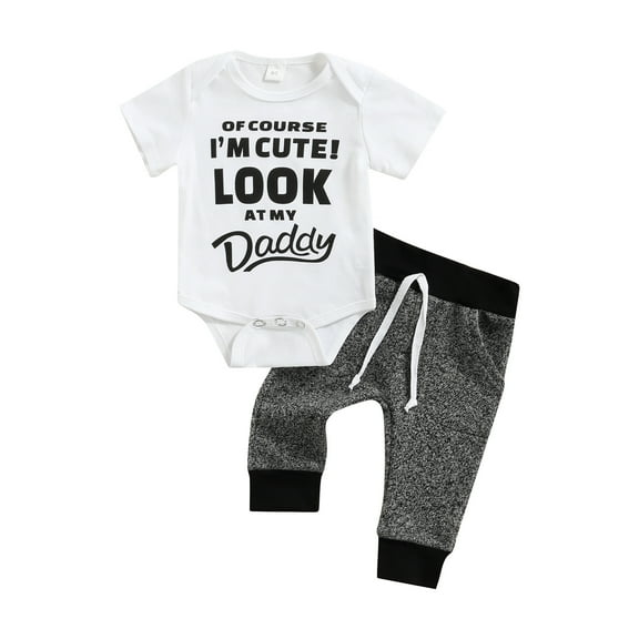 Newborn Baby Boy Clothes 3 6 9 12 18 Month Short Sleeve Romper Tops Pants 2Pcs Outfit Sets