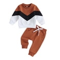 thumbnail image 1 of Newborn Baby Boy Clothes 3M 6M 12M 18M 24M 3Y Long Sleeve Contrast Color Sweatshirt Top with Pants Cute Toddler Fall Winter Outfits Set, 1 of 10
