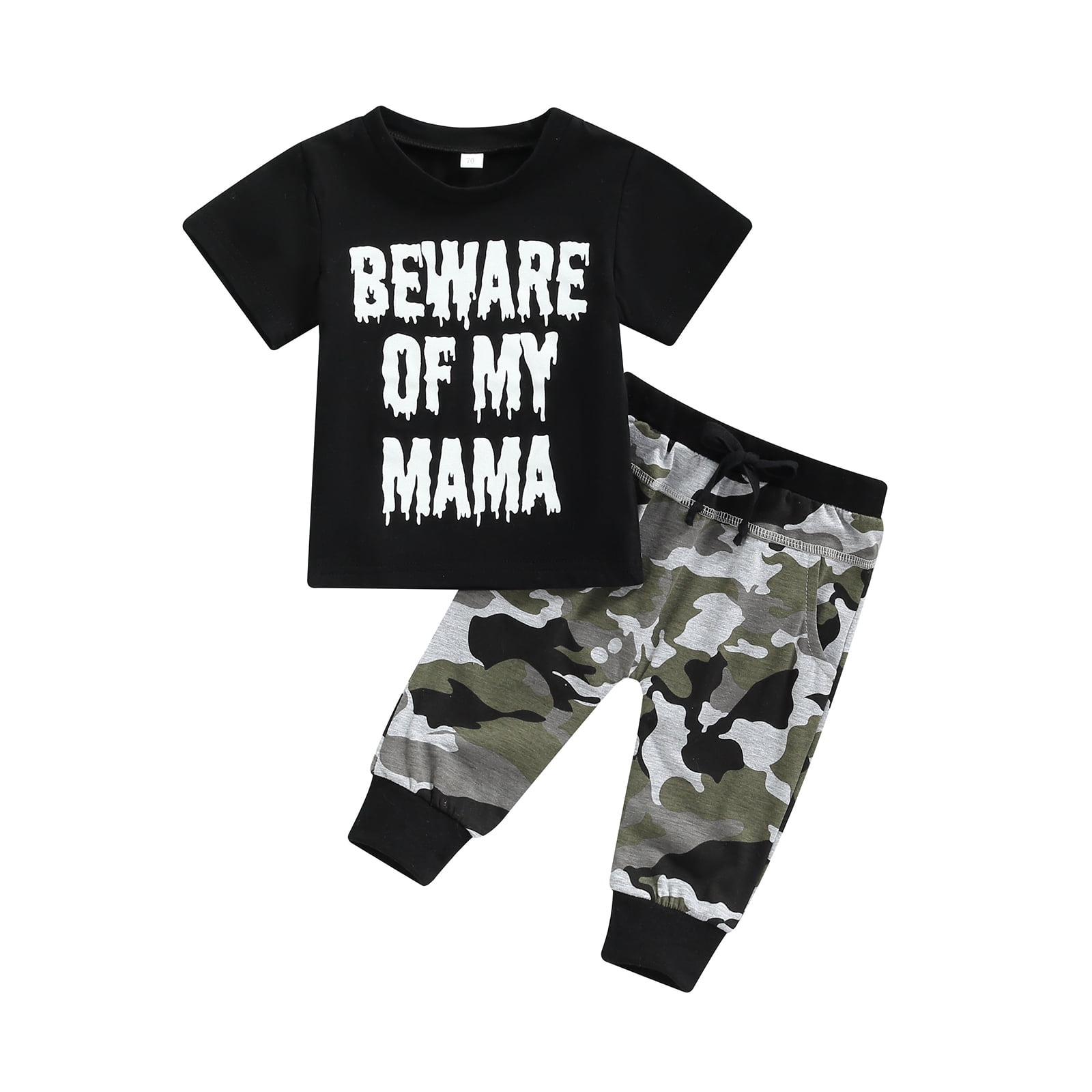 Newborn Baby Boy Clothes 6 12 18 24 Months Short Sleeve Letter Print O-Neck T-Shirt Tree Long Pants 2Pcs Outfit Sets
