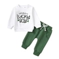 thumbnail image 1 of Newborn Baby Boy Clothes Alphabet Printed Clover Pattern Long Sleeved Top and Green Pants Set 2PCs Infant Outfits St. Patrick's Day, 1 of 5