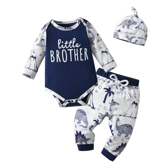 Newborn Baby Boy Clothes Animal Style Long Sleeve Romper + Pants + Hat 3PCS Outfits Set Navy Blue