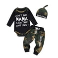 thumbnail image 1 of Newborn Baby Boy Clothes Letter Print Long Sleeve Romper + Pants + Hat 3PCS Outfits Set, 1 of 6