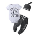 thumbnail image 1 of Newborn Baby Boy Clothes Letter Long Sleeve Romper + Pants + Hat 3PCS Outfits Set Gray 9-12 Months, 1 of 5