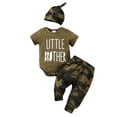 thumbnail image 1 of Newborn Baby Boy Clothes Letter Printed Short Sleeved Romper + Camouflage Pants + Matched Cap Set 3PCs Infant Summer Outfits, 1 of 5