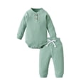 thumbnail image 1 of Newborn Baby Boy Clothes Long Sleeve Romper Solid Pants Outfits Set Green, 1 of 6