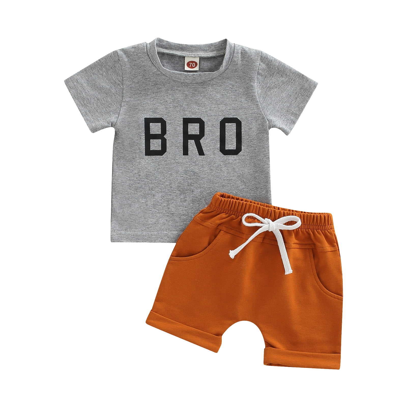 Newborn Baby Boy Clothes Summer Short Sleeve Tshirt Tops Solid Color Shorts 3 6 9 12 18 Months