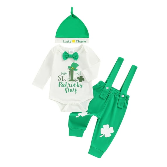Newborn Baby Boy Easter Outfit My First Easter Baby Boy Outfit Bunny Romper Suspender Pants Hat 3Pcs Spring Clothes