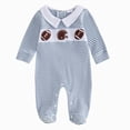 thumbnail image 1 of Newborn Baby Boy Fall Winter Clothes Rugby Embroidery Long Sleeve Collared Romper Jumpsuit 0 3 6 Months Cute Infant One Piece Outfit Kaprioy Baby Boy Clothes, 1 of 5