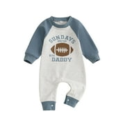 ZINTAOZT Newborn Baby Boy Football Season Jumpsuit Sundays are for Football with Daddy Sweatshirt Romper Playsuit Fall Clothes