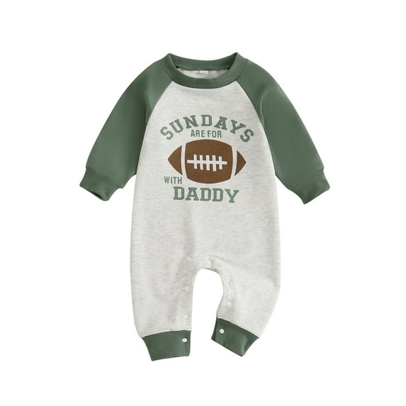 Newborn Baby Boy Football Season Jumpsuit Sundays are for Football with Daddy Sweatshirt Romper Playsuit Fall Clothes