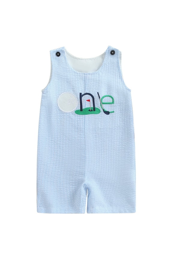 Newborn Baby Boy Girl 1st Birthday Golf Outfits Sleeveless Stripe Tank Romper Embroidery Jumpsuit Summer Clothes