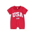 thumbnail image 1 of Newborn Baby Boy Girl 4th of July Outfit American Flag Romper Short Sleeve Jumpsuit Infant First Fourth Of July Clothes, 1 of 7