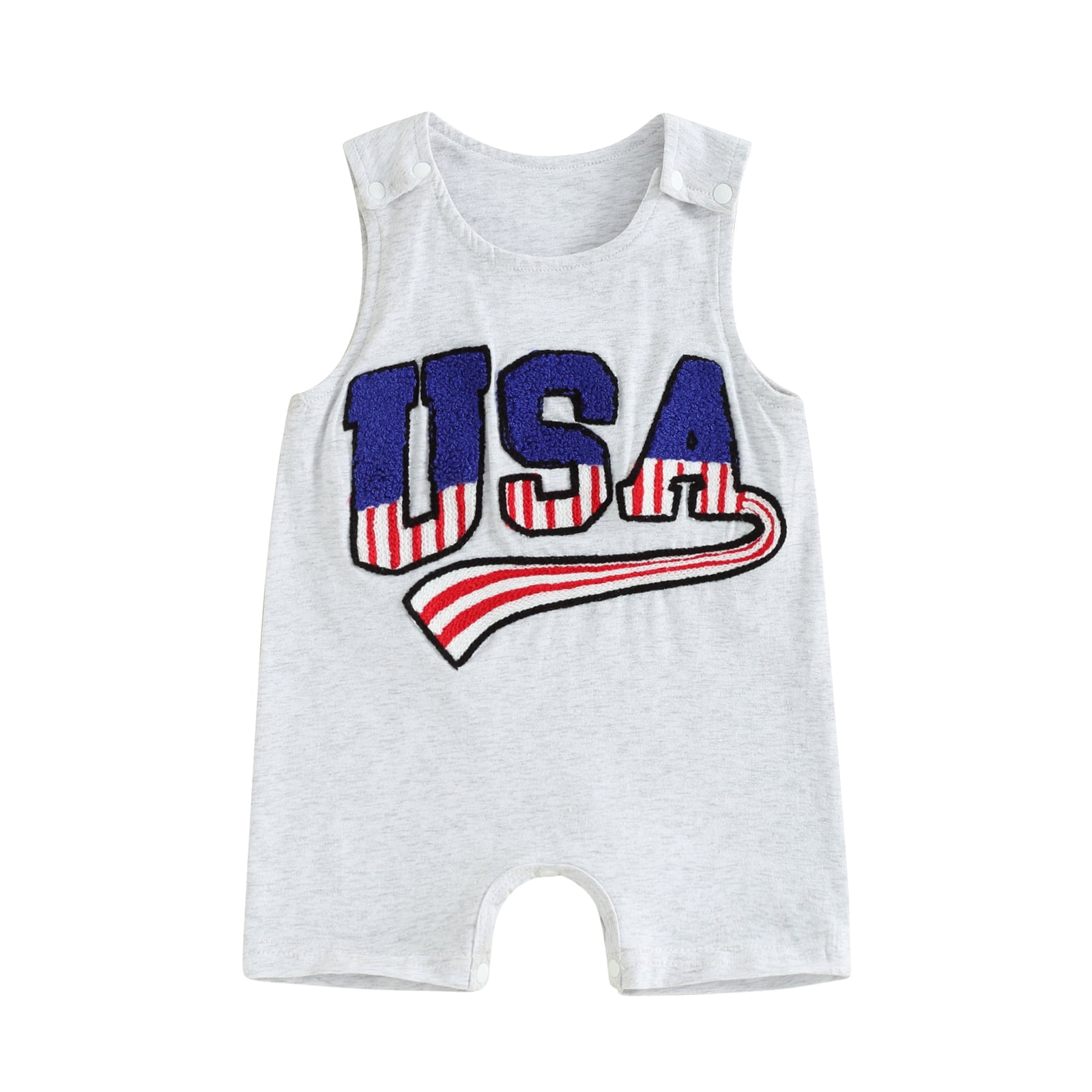 Newborn Baby Boy Girl 4th of July Outfit American Flag Romper Sleeveess ...