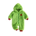 thumbnail image 1 of Newborn Baby Boy Girl Christmas Outfit Heart Embroidery Long Sleeve Fuzzy Zipper  Hooded Jumpsuit Romper 0 3 6 12 18 Months Xmas Clothes, 1 of 8