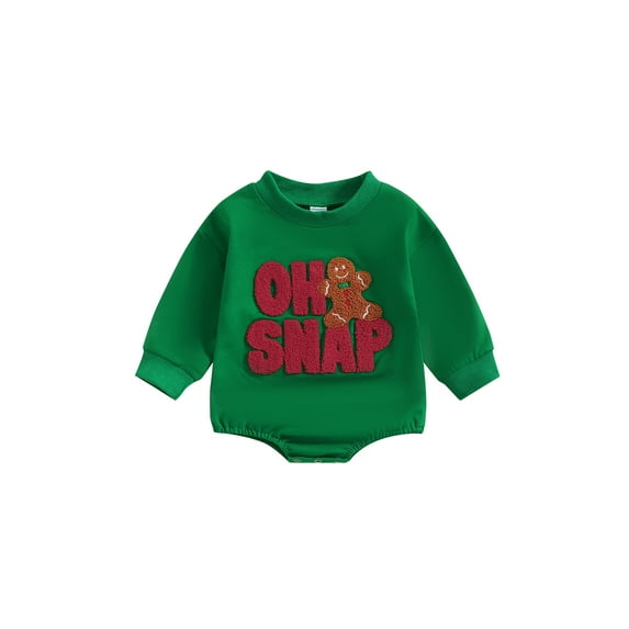 Newborn Baby Boy Girl Christmas Outfit Gingerbread Man Sweatshirt Romper Long Sleeve Sweater Bodysuit Cute Holiday Clothes