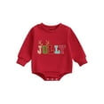Newborn Baby Boy Girl Christmas Outfits Antler Sweatshirt Romper Long
