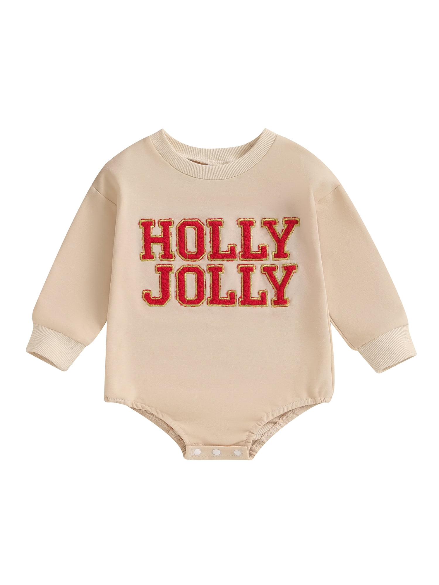 Newborn Baby Boy Girl Christmas Outfits Embroidery Sweatshirt Romper