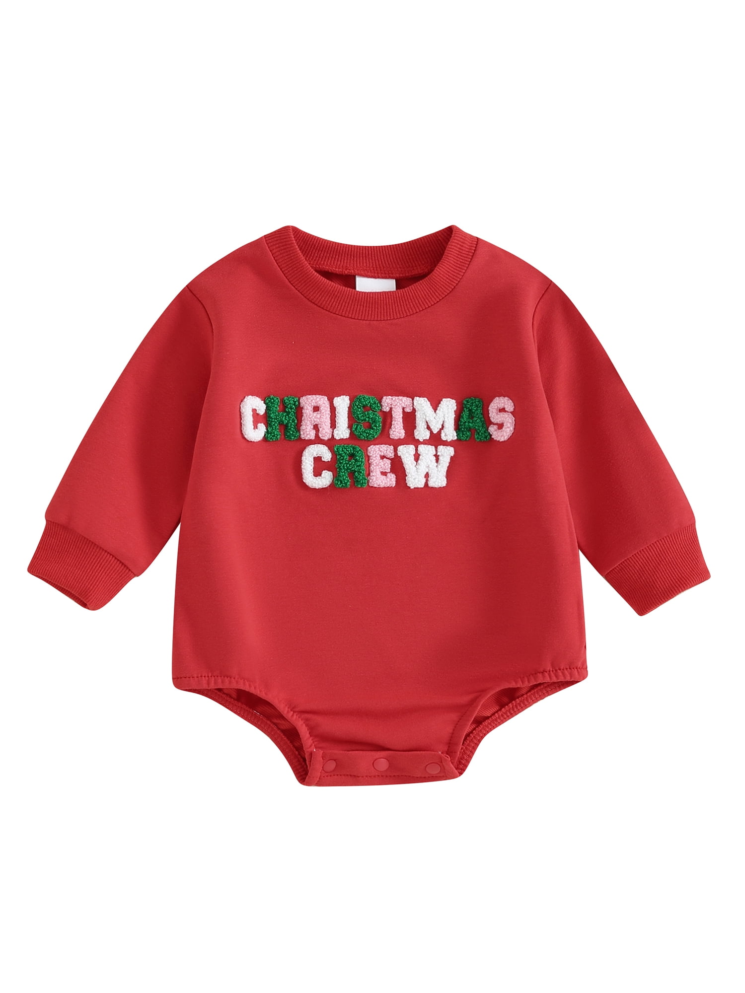 Newborn Baby Boy Girl Christmas Outfits Embroidery Sweatshirt Romper