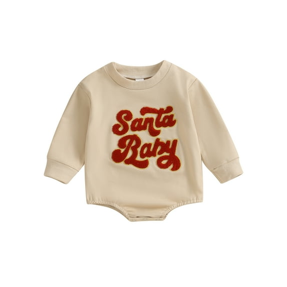 Newborn Baby Boy Girl Christmas Outfits Santa Sweatshirt Romper Long Sleeve Sweater Bodysiut Cute Fall Winter Clothes