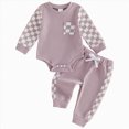 thumbnail image 1 of Newborn Baby Boy Girl Clothes Checkered Plaid Long Sleeve Romper Pants Set 2 Piece Fall Winter Outfits, 1 of 5