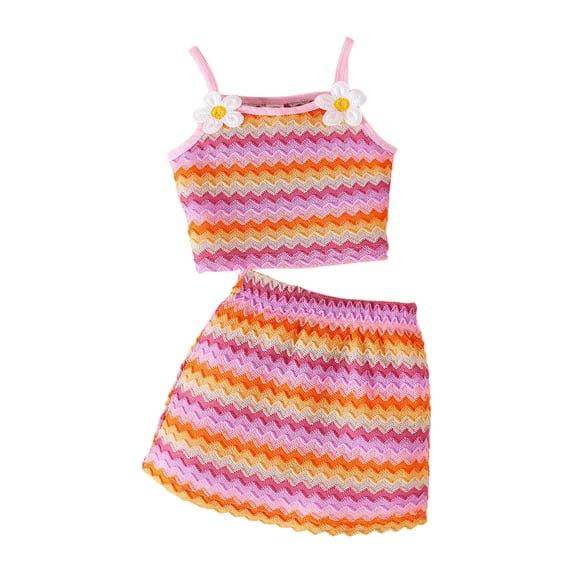 Newborn Baby Boy Girl Clothes Set Ribbed Short Sleeve Striped Romper Top Solid Color Shorts Sets 2Pcs Summer Outfits Girls Summer Set 2-7 Years,5-6 Years