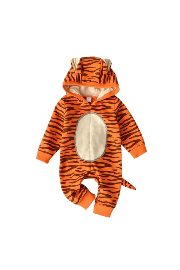 Newborn Baby Boy Girl Cosplay Fox Tiger Jumpsuit– Infant One Piece Kids Hooded Romper Halloween Party Outfits 0-18M
