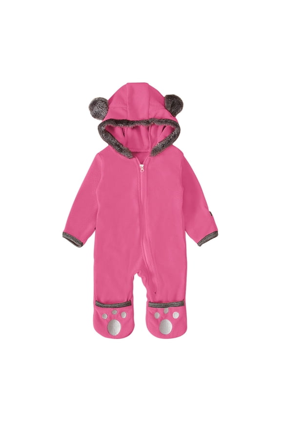 Newborn Baby Boy Girl Fleece Baby Bunting Bodysuit Infant 1 Piece Footed Jumpsuit Toddler Hooded Ears Romper Outerwear