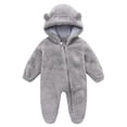 thumbnail image 1 of Newborn Baby Boy Girl Fleece Jumpsuit 3M 6M 9M 12M Snowsuit Long Sleeve Hooded Zipper Closure Coat Warm Winter Clothes, 1 of 9