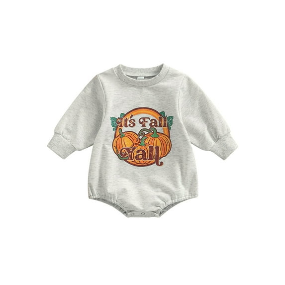 Newborn Baby Boy Girl Halloween Outfit Pumpkin Sweatshirt Bubble Romper Oversized Bodysuit First Halloween Cute Baby Clothes