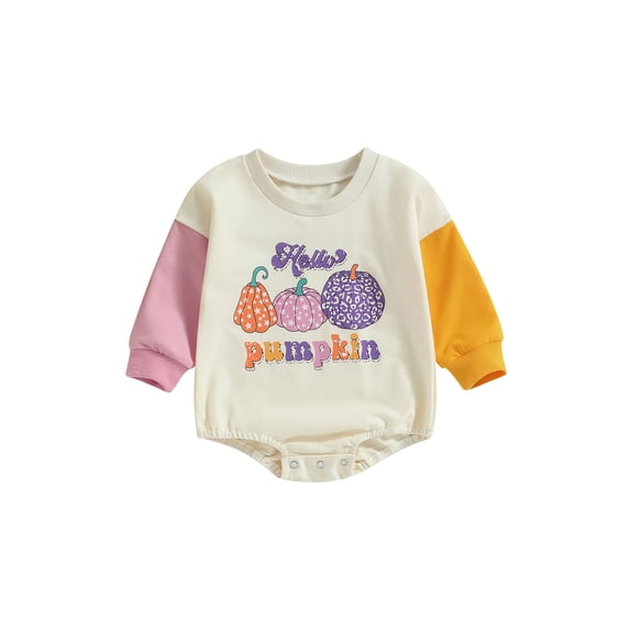 Newborn Baby Boy Girl Halloween Outfit Wicked Cute Sweatshirt Bubble Romper Pumpkin Ghost Bodysuit Baby First Halloween Clothes