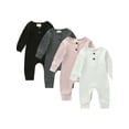 thumbnail image 1 of Newborn Baby Boy Girl Long Sleeve Knitted Romper Jumpsuit Overall Clothes Set, 1 of 5