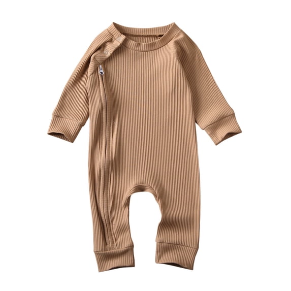 Newborn Baby Boy Girl Romper Clothes Infant Solid Ribbed Onesie Bodysuit Jumpsuit Outfits