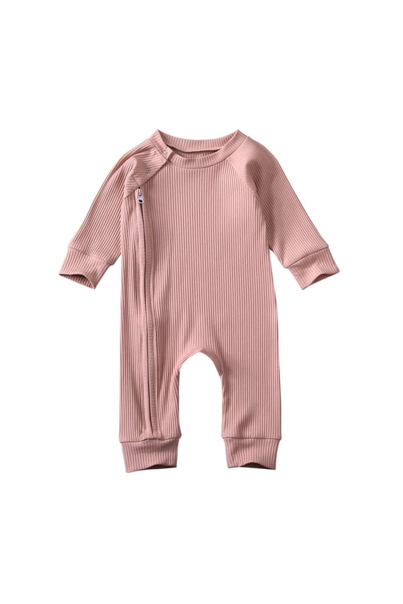 Newborn Baby Boy Girl Romper Clothes Infant Solid Ribbed Onesie Bodysuit Jumpsuit Outfits