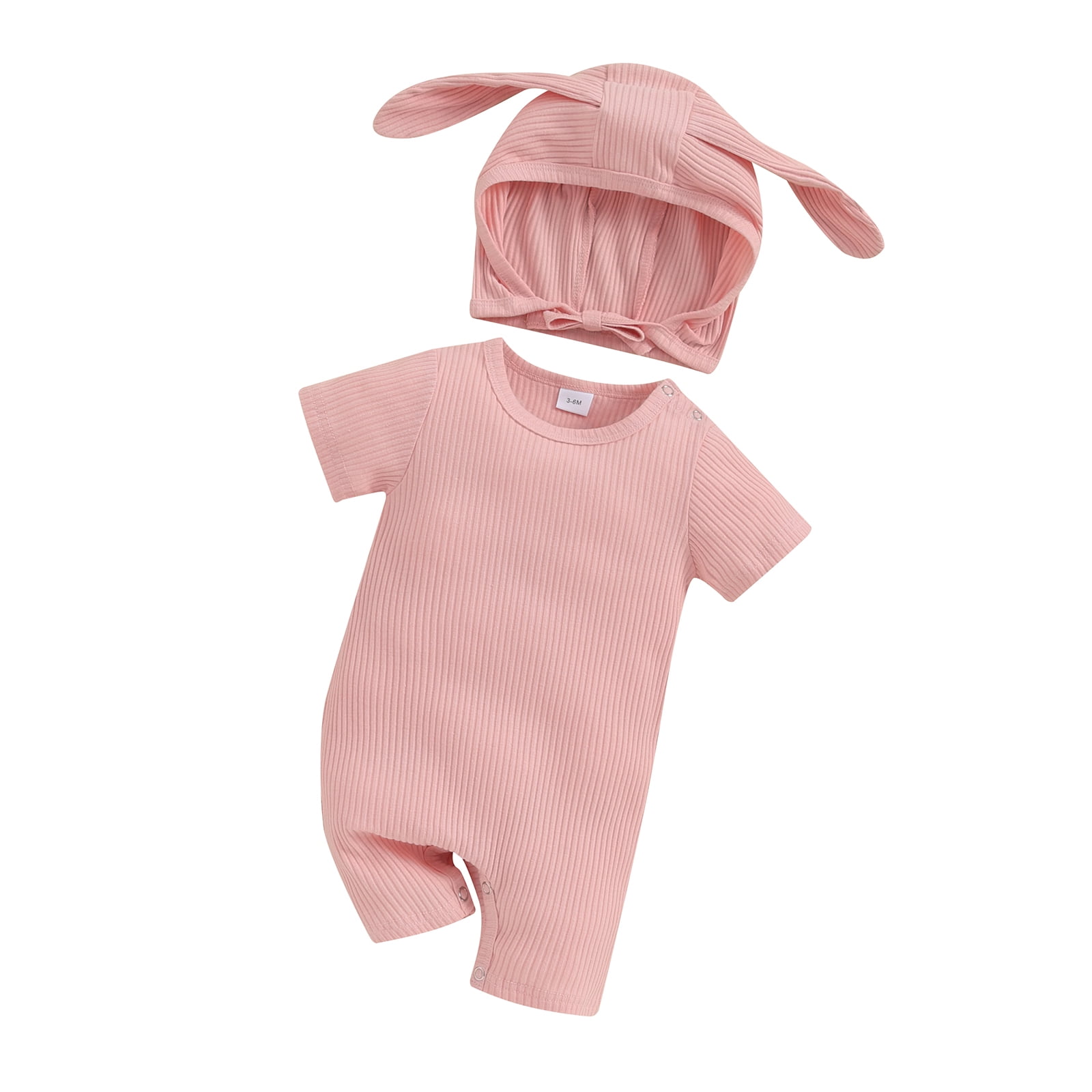 Baby Striped Hoodie and Bunny Overalls Set