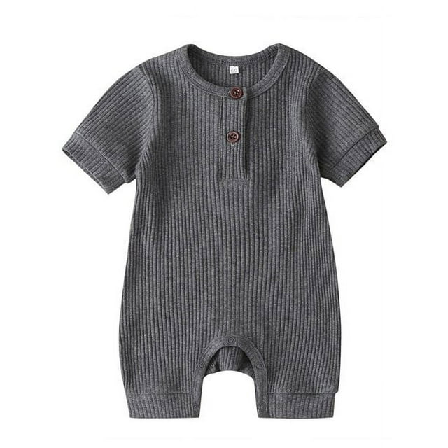 Newborn Baby Boy Girl Short Sleeve Knitted Romper Jumpsuit One-Piece ...