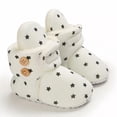 thumbnail image 1 of Newborn Baby Boy Girl Soft Fleece Booties Christmas Shoes Stay On Infant Slippers Socks Shoe Non Skid Gripper Toddler First Walkers Winter Ankle Crib Shoes (Stars Print), 1 of 9