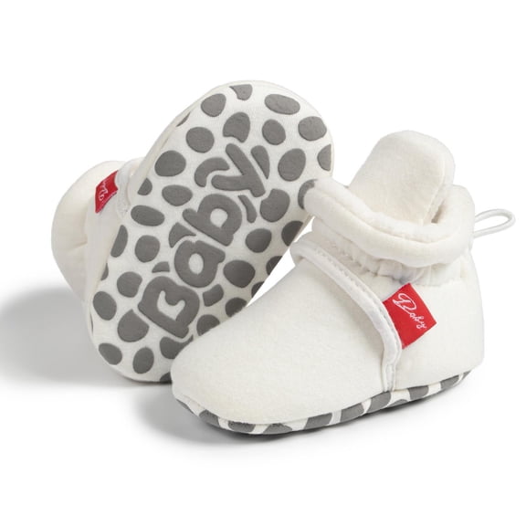 Newborn Baby Boy Girl Soft Fleece Booties Stay On Infant Slippers Socks Shoes Toddler First Walkers Winter Ankle Crib Shoes