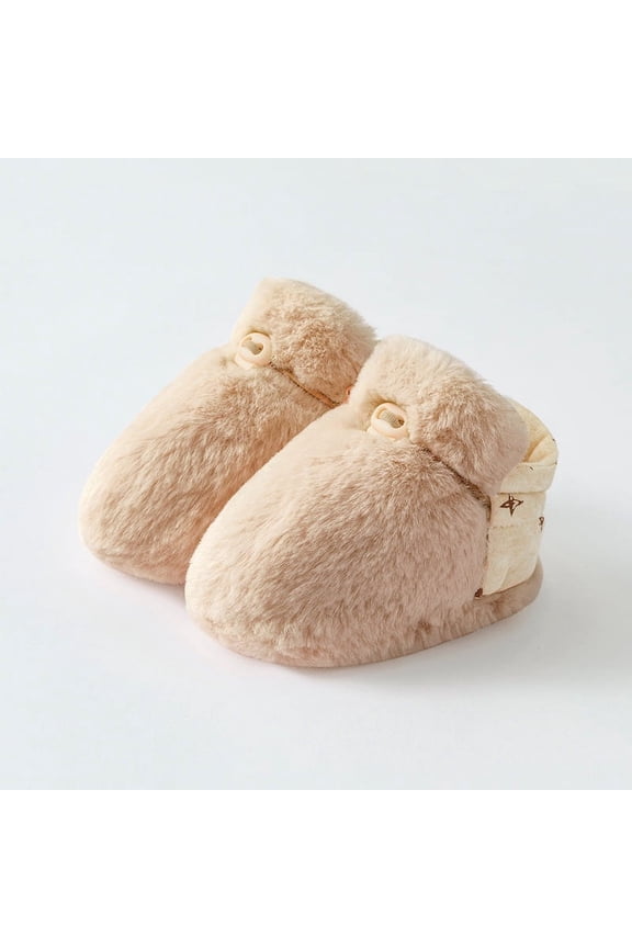 Newborn Baby Boy Girl Soft Plush Booties, Infant Slippers Socks Shoes, Non Skid Gripper Toddler First Walkers Winter Ankle Crib Shoes