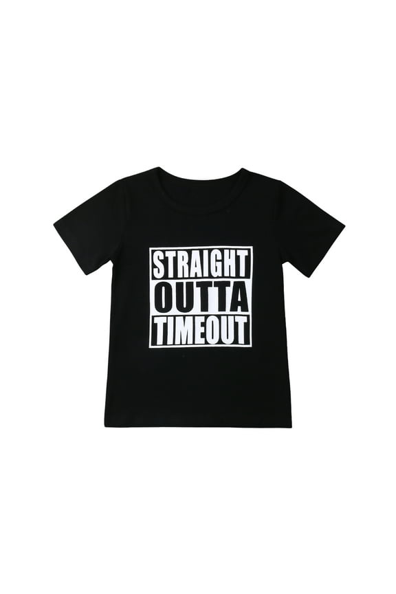 Newborn Baby Boy Girl Straight Outta Timeout Print Short Sleeve Blouse Top Clothes