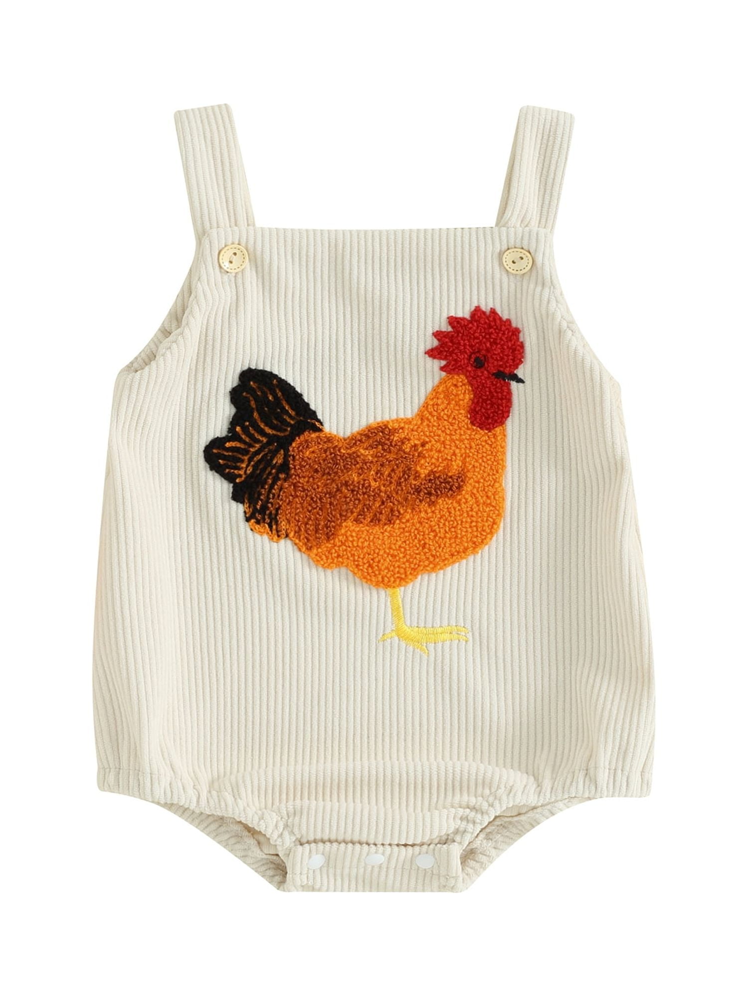 Newborn Baby Boy Girl Summer Outfits Corduroy Sleeveless Rooster Romper ...