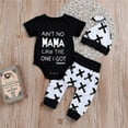 thumbnail image 1 of Newborn Baby Boy Girls MAMA Print Tops Romper +Long Pants Leggings Hat Outfits Set Clothes, 1 of 4