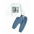 thumbnail image 1 of Newborn Baby Boy "Mama's Boy" Letter Printed Long Sleeved Top and Blue Pants Set 2PCs Fall Winter Infant Outfits, 1 of 5