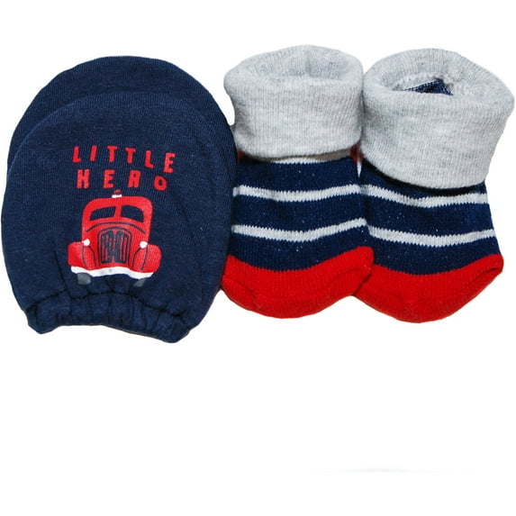 Newborn Baby Boy Mitten and Bootie Set