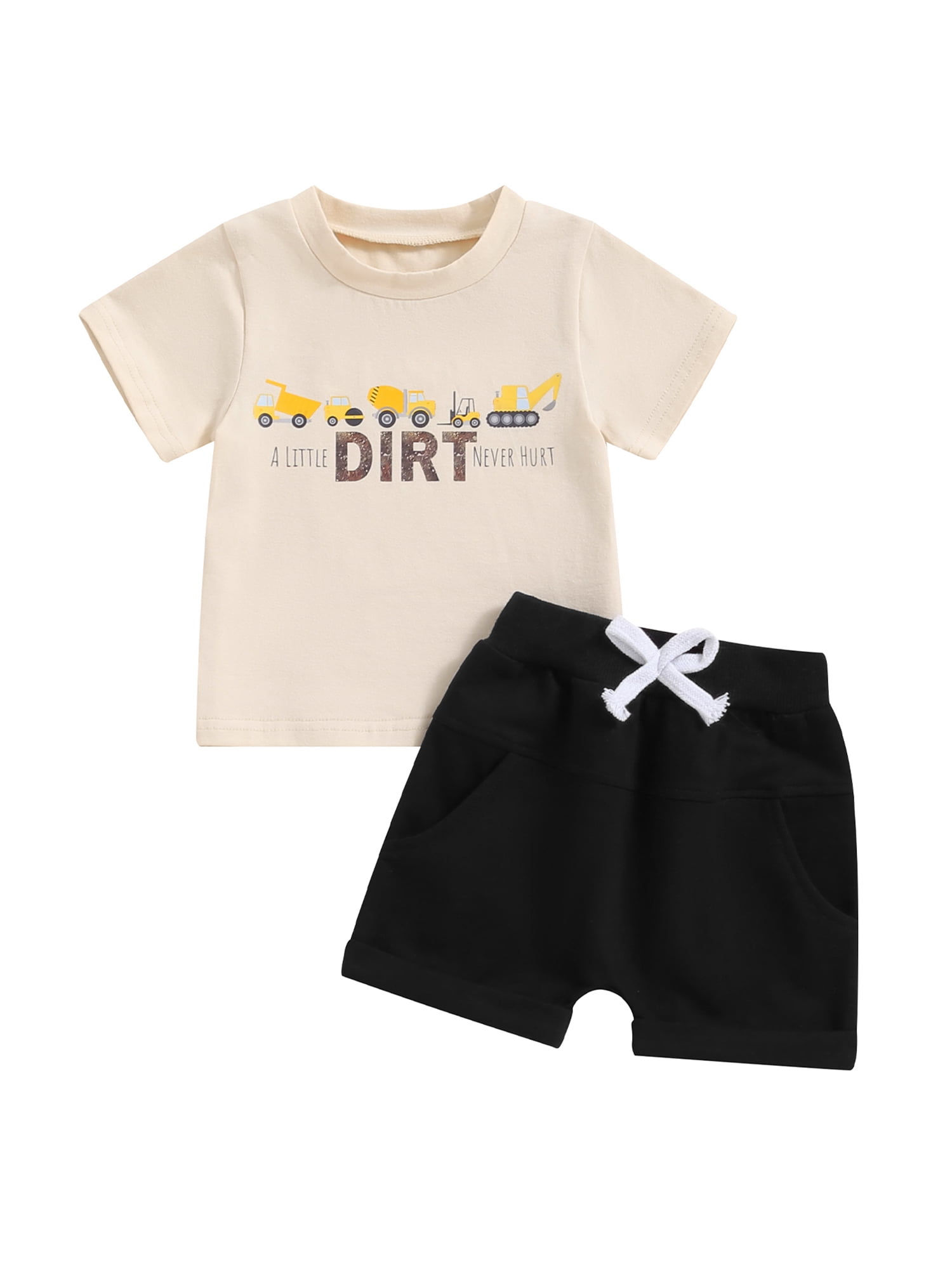 Newborn Baby Boy Summer Farm Outfit Letters Short Sleeve T-shirt Top ...