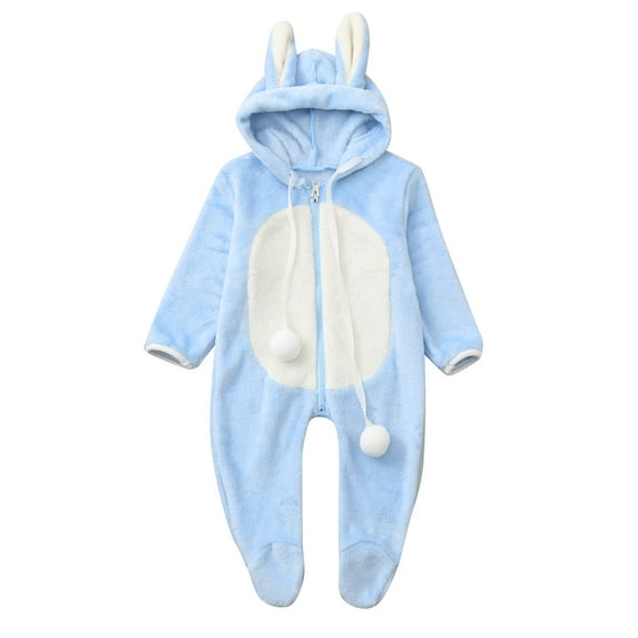 Newborn Baby Boy Winter Fleece Jumpsuit Hooded Romper Thicken Warm Coat Solid Color Windproof Hoodies Plush Jacket