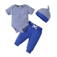 thumbnail image 1 of Newborn Baby Boys Clothes Newborn Boys 3PCS Outfits Set Newborn Boys Short Sleeve Top Pants Set with Hat Blue, 1 of 9