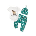 thumbnail image 1 of Newborn Baby Boys Farm Clothes Summer Cow Vehicle Print Short Sleeve Romper with Pants and Hat Set Infant Country Outfit, 1 of 7