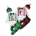 thumbnail image 1 of Newborn Baby Boys First Christmas Outfit Infant Santa Gentleman Bodysuit Plaid Pants Hat Set, Red, 1 of 9